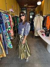Load image into Gallery viewer, Vintage Gold Lamé Wrap Dress