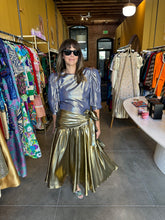 Load image into Gallery viewer, Vintage Gold Lamé Wrap Dress