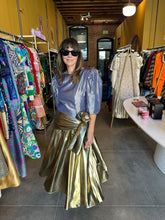 Load image into Gallery viewer, Vintage Gold Lamé Wrap Dress