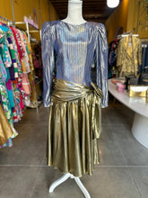 Load image into Gallery viewer, Vintage Gold Lamé Wrap Dress
