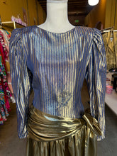 Load image into Gallery viewer, Vintage Gold Lamé Wrap Dress