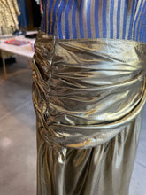 Load image into Gallery viewer, Vintage Gold Lamé Wrap Dress