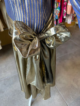 Load image into Gallery viewer, Vintage Gold Lamé Wrap Dress