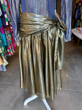 Load image into Gallery viewer, Vintage Gold Lamé Wrap Dress