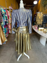 Load image into Gallery viewer, Vintage Gold Lamé Wrap Dress