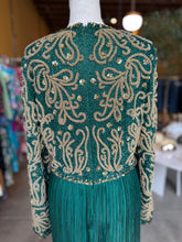 Load image into Gallery viewer, George F. Couture Beaded Plissé Gown