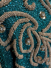 Load image into Gallery viewer, George F. Couture Beaded Plissé Gown