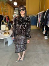 Load image into Gallery viewer, Vintage Velvet Metallic Burnout Dress