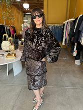 Load image into Gallery viewer, Vintage Velvet Metallic Burnout Dress