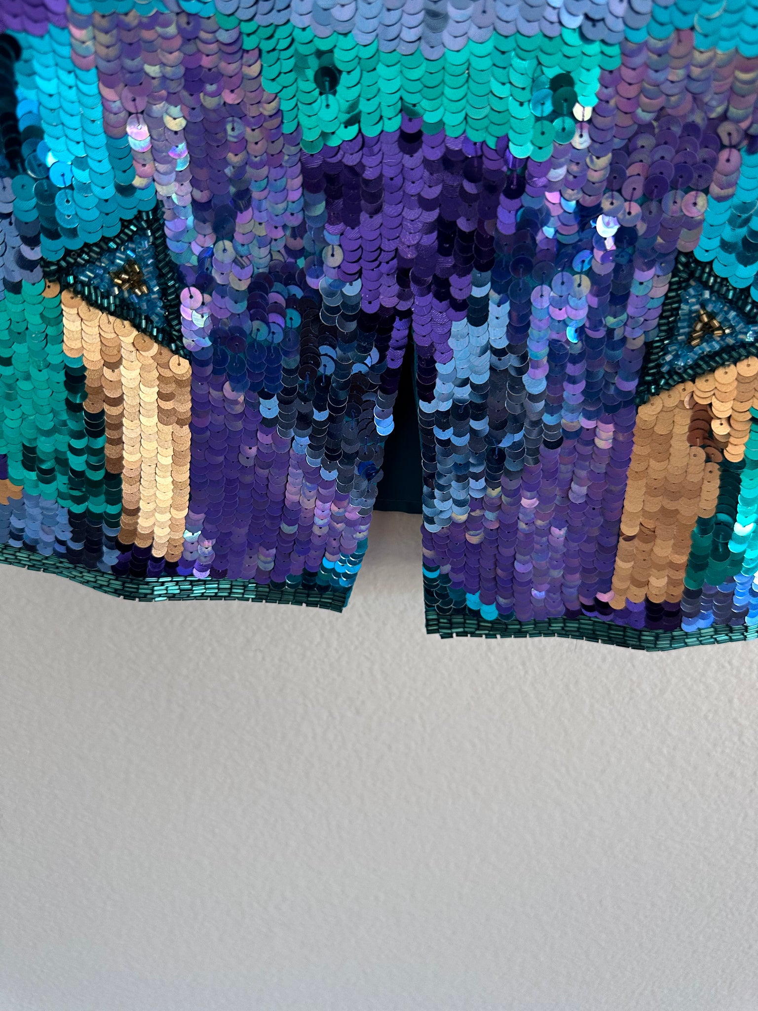 aj bari sequin dress Vintage Beautiful Beaded Art Deco Aqua Black Disco Dress Silk Cocktail Party Sequin Dress AJ Bari Very Heavy Beaded Sexy Back Less Dress