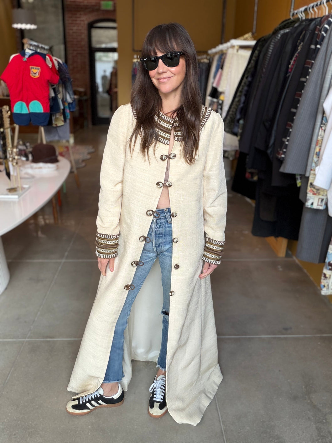 Rare Greek Raw Silk Duster